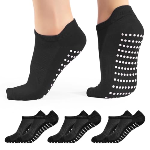 Pilates Grip Socks for Women Non Slip Yoga Socks UK 48 Black