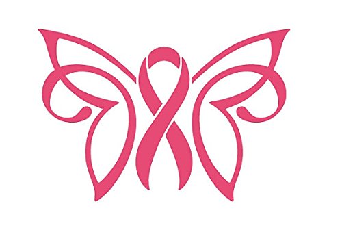 Breast Cancer Butterfly Ribbon Decal Vinyl Sticker|Cars Trucks Vans Walls Laptop| Pink|5.5 x