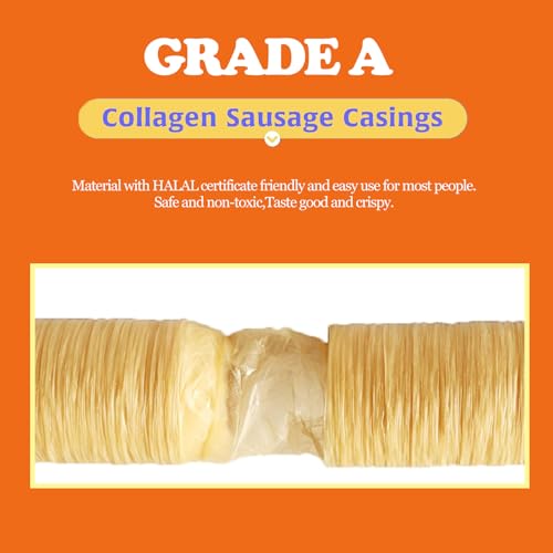 Edible Drying Sausage Casing,HALAL Collagen Sausage Casings for Hot Dog,Breakfast Sausage,Chorizo and Most Delicious Sausage,Homemade Sausages Ham for Sausage Stuffer,15m/49ft,Diameter 28mm,1 Roll