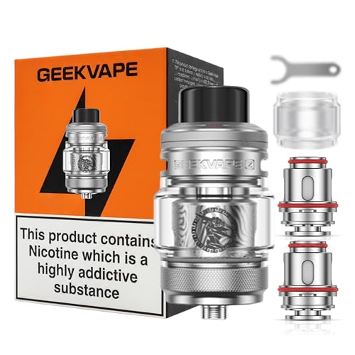 Geekvape Zeus Sub Ohm Tank 5 - Available in 5 Colours - Compatible with Z XM Coils (Boost Version) 2ml Cartridge Capacity 510 Connection Leak Resistant Best for DTL No Nicotine (Cold Silver)