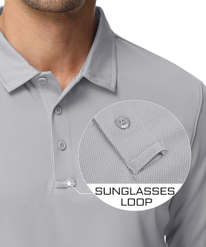 Image of MAGCOMSEN Men's Long Sleeve Golf Polo Shirts Collared Athletic Quick Dry Lightweight Work Shirts