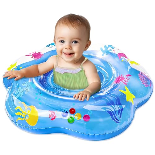 25.6' Inflatable Baby Pool Float for 6-36 Months Anti-Flip Safety Baby Swimming Float Toddler Swim Trainer Water Toys, Infant Swim Floats, Toddler Floaties, Kids Beach Toys Summer Essentials