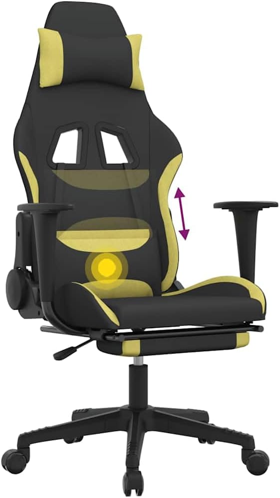 vidaXL Gaming Chair Black and Light Green