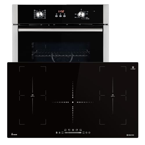 Cucina: 60cm Forno da incasso BO8805SS + 90cm Piano Cottura Induzione IH89005FZ | Griglia | Aria calda | Timer automatico | 2 volte Vetri per l'isolamento termico | Blocco bambini | SET8805IH890FZ