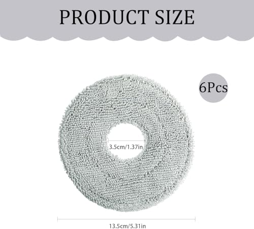 Image of 6pcs Replacement Mop Pads Compatible with Dreame L10s L20 Ultra L10s Pro Ultra Heat L10 Ultra L10s Pro L10 Prime Xiaomi X10+ S10+ X40 Ultra Robot Vacuum Cleaner, Reusable Microfibre Cleaning Cloth