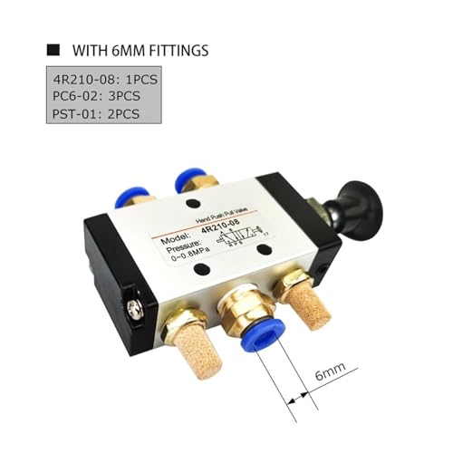 Válvula 4R210-08 manual de 5 posiciones e interruptor direccional con conectores de 6mm 3