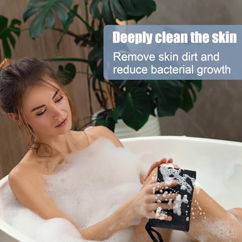 Image of HINZIC Pocket Exfoliating Soap Bag for Soap Bar, Mesh Soaps Saver, Body Scrubber Foaming Pouch, Gray Sponge Exfoliator for Shower, Bath