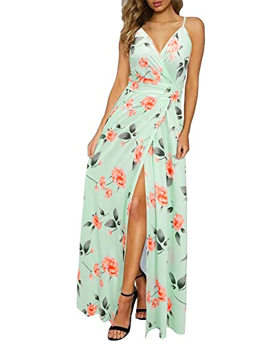 Image of Newshows Women's 2026 Lightweight Summer Wedding Guest Beach Vacation Casual V Neck Split Flowy Maxi Dress