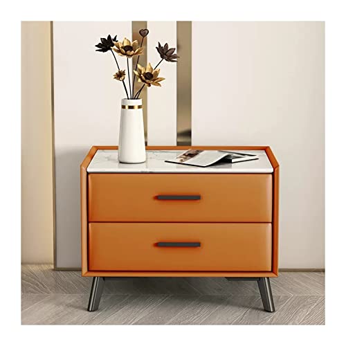 Table de chevet orange 2 tiroirs pour optimiser le rangement des petits espaces