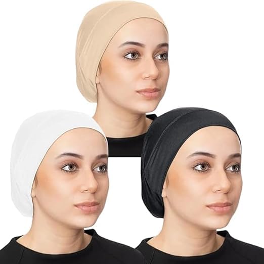run india 3 Pieces Under Scarf Hijab Cap Bandana Head Gear Wear Turban Head Wraps Scarf Solid Color Hijab Tube Stretch Dreadlocks Tube-picture-39