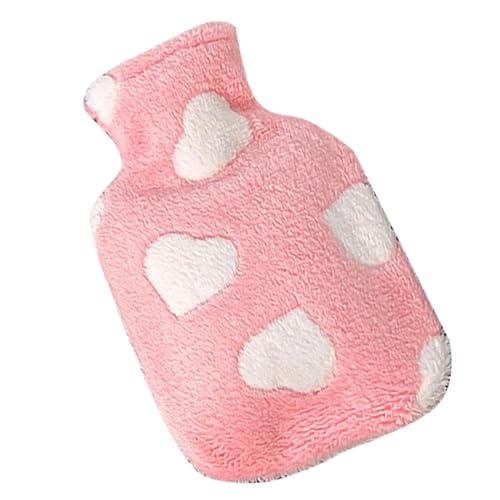 Samuliy Botella de agua caliente de invierno | Bolsa de agua caliente con funda de corazón de felpa - Bonita funda de relleno de 1 litro, botella de agua caliente para cama, bolsa de agua caliente de
