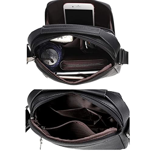 Hjkiopc Zipper Buckle Leather Messenger Bag Vintage Handle Bags for Men Ajustable Satchel Shoulder Bags Multifunction Casual Bag Temperament Fashion Handbag by Hjkiopc - Image 6