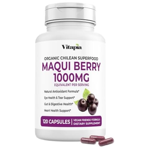Vitapia Maqui Berry 1000mg - Maqui Berry Powder Supplement - Vegan Friendly, Non-GMO and Gluten-Free - 120 Veggie Capsules Cover