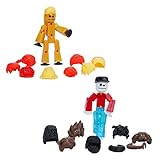 Zing StikBot Action Pack Hairstyle Bundle - Collectible Action Figures and Accessories, Includes 2 Stikbots and 2 Sets of Hairstyle Accessories, Stop Motion Animation, Ages 4 and Up (Set B)