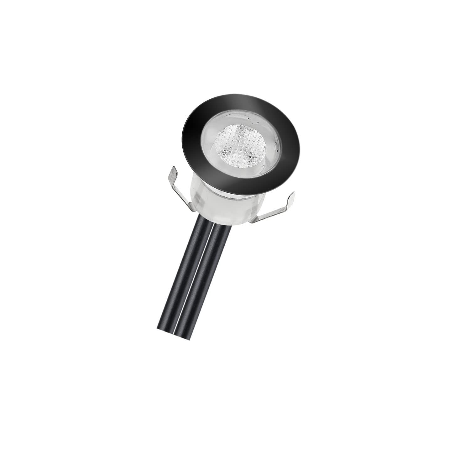Led Spot Mini Zewnętrzna, Oprawa podtynkowa 30 mm IP 67 Oświetlenie Schodów Zewnętrznych Led Wbudowany DC 12V 0,6W do basenu krajobrazowego (rgb(czarny) 10 zestaw)