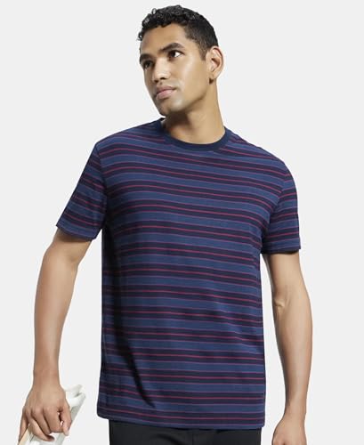 Image of Jockey 2717 Men's Super Combed Cotton Rich Striped Round Neck Half Sleeve Regular Fit T-Shirt