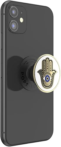 Miniatura 5 de PopSockets Agarre para teléfono con soporte expandible, esmalte Hamsa Hand, blanco