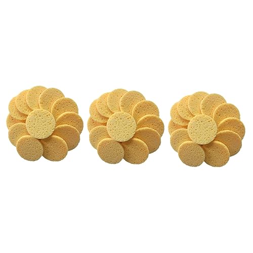 Housoutil 3sets Cotton Makeup Removal Pads Face Cleansing Rounds Reusable Gentle Sponge for Pores 60x8mm Soft Compressed Cellulose Present 20pcs*3