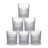 INDE SANTA CLARA | Set 6 Vasos de Cristal Agua 35cl Aberdeen Tallado Transparente, Vasos Bajos de Vidrio Claro, Vasos Agua Aptos Lavavajillas y Microondas
