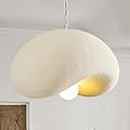 LUJIAODS 15.7in Wabi Sabi Pendant Light Fixtures,White Resin Pendant Light Modern Hanging Light with Adjustable Chain,Minimalist Ceiling Pendant Lamp for Kitchen Island,Dining Room,E26 Socket