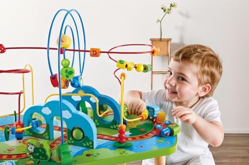 Hape E3824 Jungle Adventure Kids Toddler Wooden Bead Maze & Railway Train Track Play Table Toy thumb #2