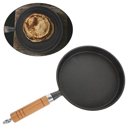 Poêle en fonte 20 cm poignée bois mini poêle multifonction œufs et steaks