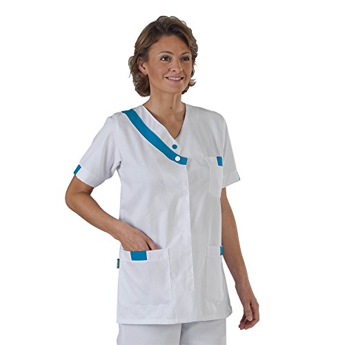 Preisvergleich Produktbild Label Blouse Damen Arztkittel Mehrfarbig Blanc-Turquoise Small