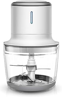 JJINPIXIU Mini siekacz do żywności, elektryczna maszynka do mielenia mięsa, robot kuchenny, elektryczna kostkarka do żywności dla niemowląt, mięso, warzywa, miska do mieszania 1 l, trwałe ostrze ze st