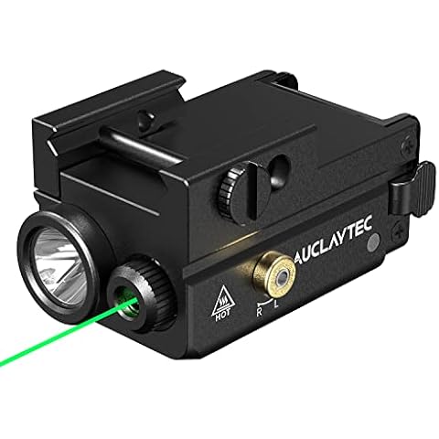 AUCLAYTEC 420 Lumen Tactical LED Flashlight with Laser Sight Combo Impact Resistant, Built in Rechargeable Battery with Ambidextrous Switch Design and 3 Light Modes Cover