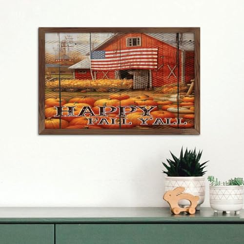 Cadre bois citrouille Happy Fall Y'all idee cadeau de pendaison de cremaillere