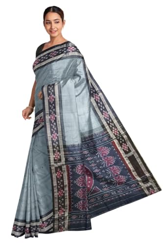 Image of COTTONSILK & KHANDUAPATA Odisha Sambalpuri Handloom Ikat Women Cotton Saree, Odisha Handloom Handmade Pure Cotton Khandua Saree, Ikkat Orissa Traditional Handloom Saree Without Blouse 430