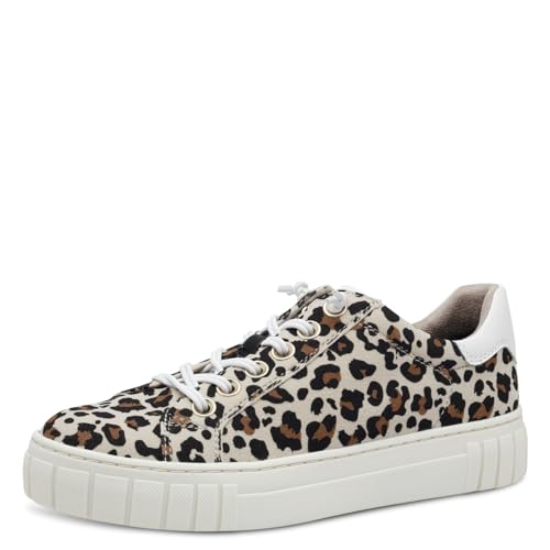 MARCO TOZZI Damen Sneaker flach mit Schnürsenkeln Vegan, Mehrfarbig (Leo Dune), 39 EU