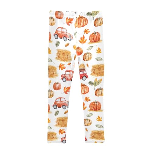 Fall Pumpkin Truck Maple Leafs Girls Leggings Soft Stretch Workout Yoga Dance Pants for Kids Casual Tights2