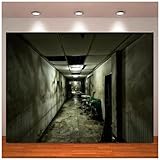 Verlassenes Krankenhaus Hintergrund Düsterer psychiatrischer Krankenhauskorridor dunkler Raum Hintergrund für schrecklich für Halloween-Dekoration Party-Dekorationen