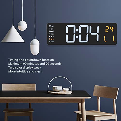 Horloge numérique LED grand écran télécommande murale pour bureau - 6