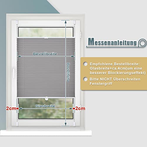 Buseu Plissee Klemmfix ohne Bohren 45x150cm Anthrazit Plisseerollo – Ansicht 3