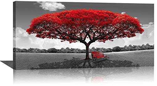 Pogusmavi Tree of life wall art - Bedroom art wall decor - Red wall art - Large wall decor for living room 24