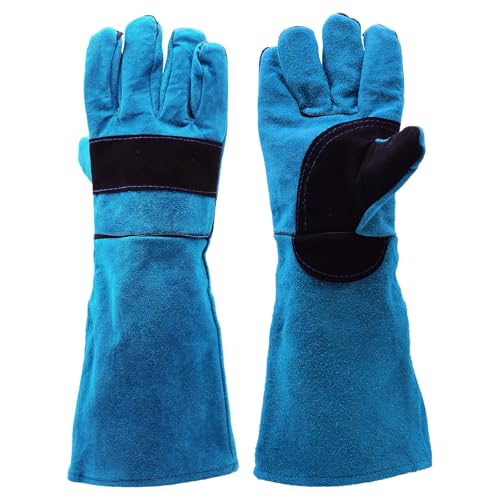 WYYFXY® Bissfeste Handschuhe Tieren, 45cm Katzenhandschuh Dornenfeste Handschuhe Anti Biss Arbeitshandschuhe Rindsleder für Schweißen, Gartenarbeit, Umgang mit Hunden Katzen