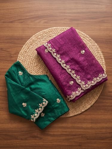 Image of Women's Chiffon Saree with Unstitched Blouse Piece