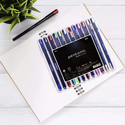 Pentonic Multicolor Gel Pen With Hard Box Case | 0.6 mm-1.0 mm | Sleek Matt Finish, Featherlite feel | Waterproof Gel Ink, Ultra- Low Viscosity Ink | Black Body, 12 Pcs Set (Image - 5)