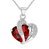 Clearance Deals Fashion Women Heart Crystal Rhinestone Silver Chain Pendant Necklace Jewelry by ZYooh (Red)