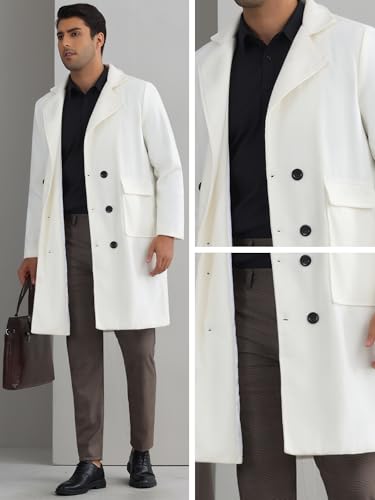 Lars Amadeus Winter Coats for Men's Notched Collar Double Breasted Long Trench Coat4