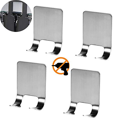 4 Stück Selbstklebende Rasierer Halter, Wandaufhänger Edelstahl Haken für Dusche, Handy, Rasierer, Hakenständer, Badezimmer, Zuhause, Küche,