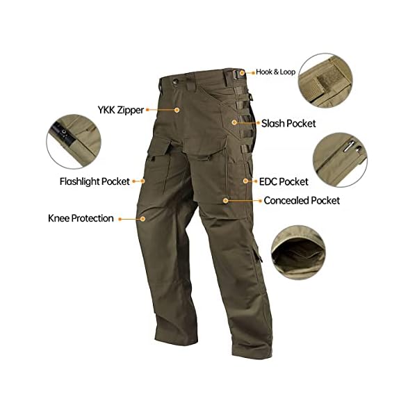 FREE SOLDIER Men's Outdoor Tactical Pants Ripstop Military Combat EDC Cargo Pants Lightweight Hiking Work Pants (Black,34W/30L) - Image 4