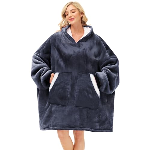 Kipswiza Oversized Wearable Blanket Hoodie, Cozy Warm Sherpa Big Hooded