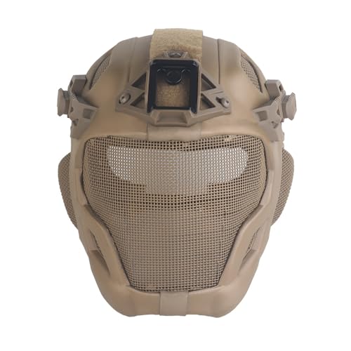 Máscara Airsoft Máscaras tácticas de Malla de Acero de Cara Completa con riel Lateral de Montaje NVG(T)