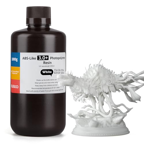 Image of ELEGOO ABS-Like Resin 3.0+, Upgraded 3D Printer Photopolymer Resin, Higher Heat-Resistance Fast Curing High Precision Non-Brittle, White 1000g