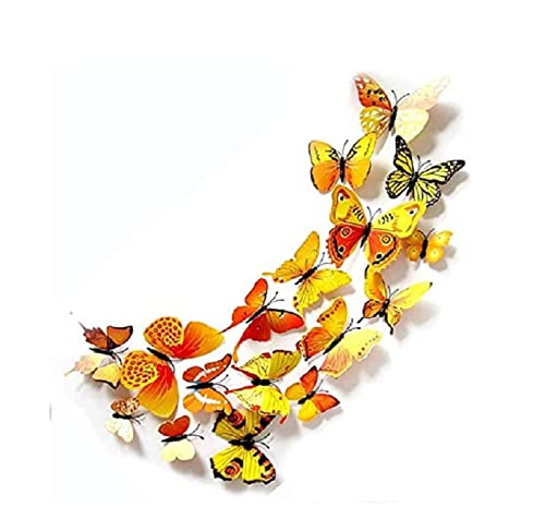 Image of JAAMSO ROYALS Yellow Colour 3D Butterfly Stickers for Wall, Decoration Items, Butterfly Stickers, Butterflies Wall-Decor, Butterflies for Walls Decoration 12 Piece (90CM X 90CM)