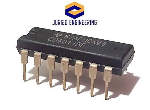 Juried Engineering CD4011BE CD4011B CD4011 CMOS Quad 2-Input NAND Gate Breadboard-Friendly IC DIP-14 (Pack of 10)