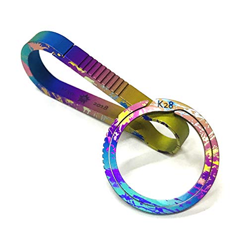 Titanium Quick Release Keychain Hook and 2-Pack Key Rings Gear Side-pushing Style (Splashing ink) by BANG TI